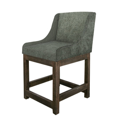 Lamy Counter Height Chair, Curved Arms, Compact, Rich Olive Green Polyester