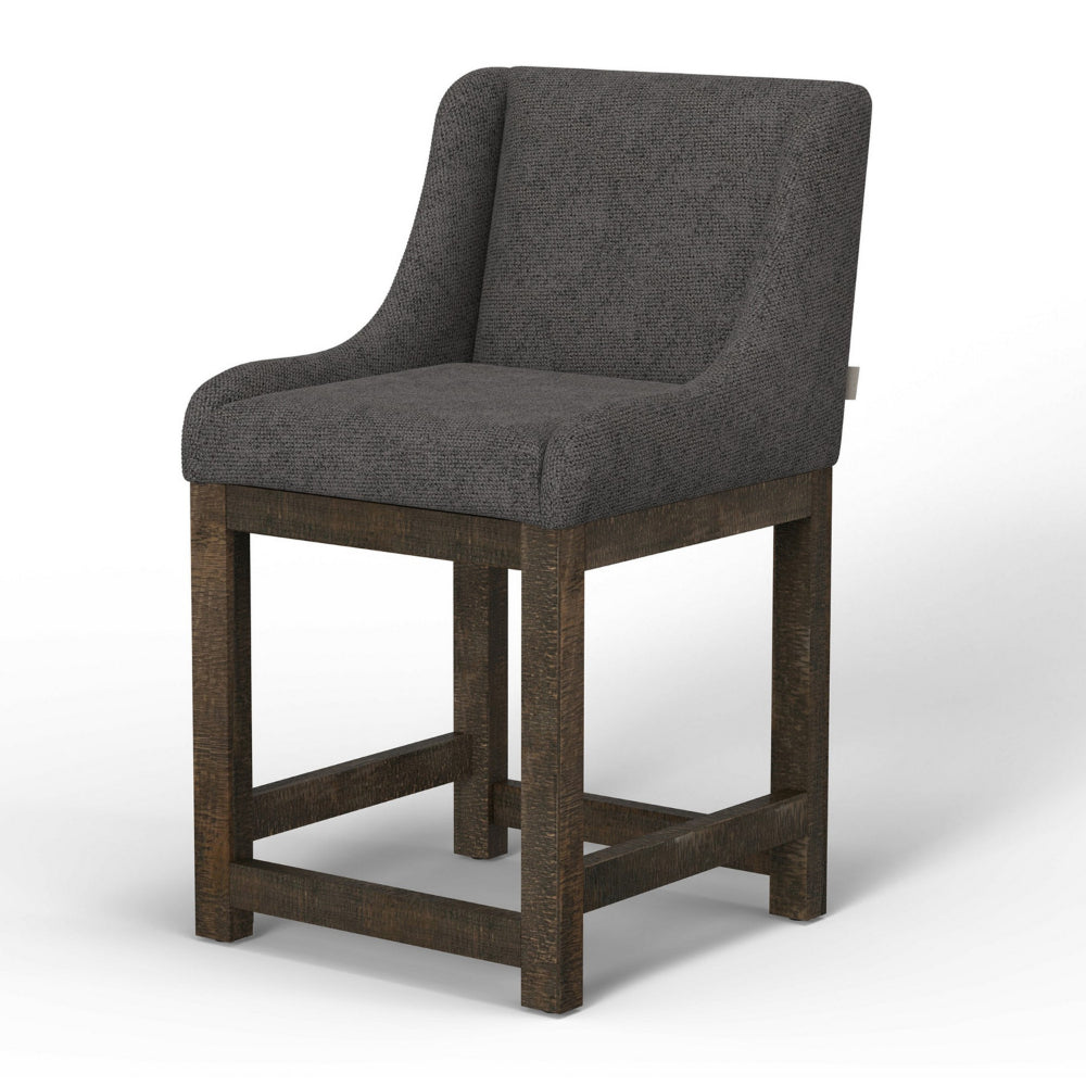 Lamy Counter Height Chair, Curved Arms, Compact, Rich Gray Polyester