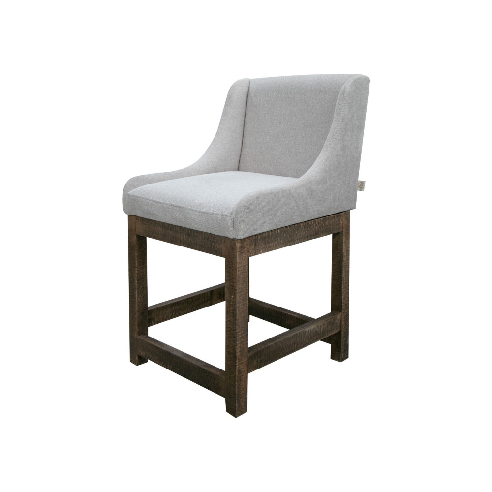 Lamy Counter Height Chair, Curved Arms, Compact, Rich Beige Polyester