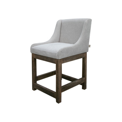 Lamy Counter Height Chair, Curved Arms, Compact, Rich Beige Polyester