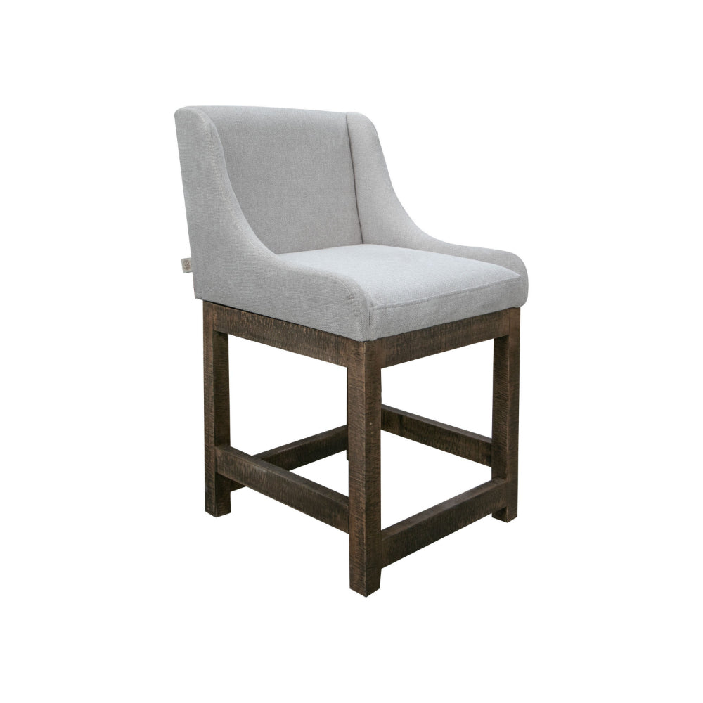 Lamy Counter Height Chair, Curved Arms, Compact, Rich Beige Polyester