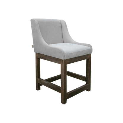 Lamy Counter Height Chair, Curved Arms, Compact, Rich Beige Polyester