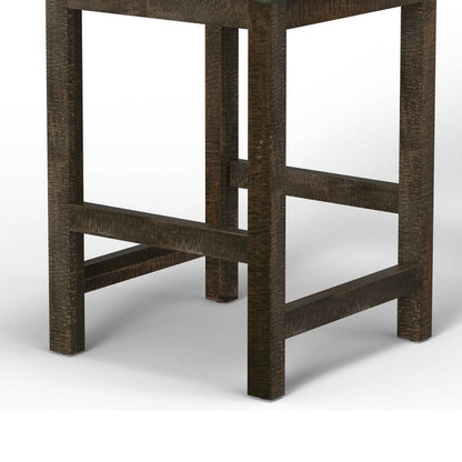 Lamy Barstool Chair, Curved Arms, Solid Pine Wood, Olive Green Polyester