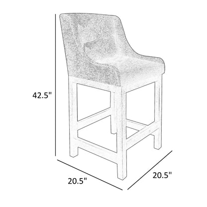 Lamy Barstool Chair, Curved Arms, Compact Solid Pine Wood, Beige Polyester