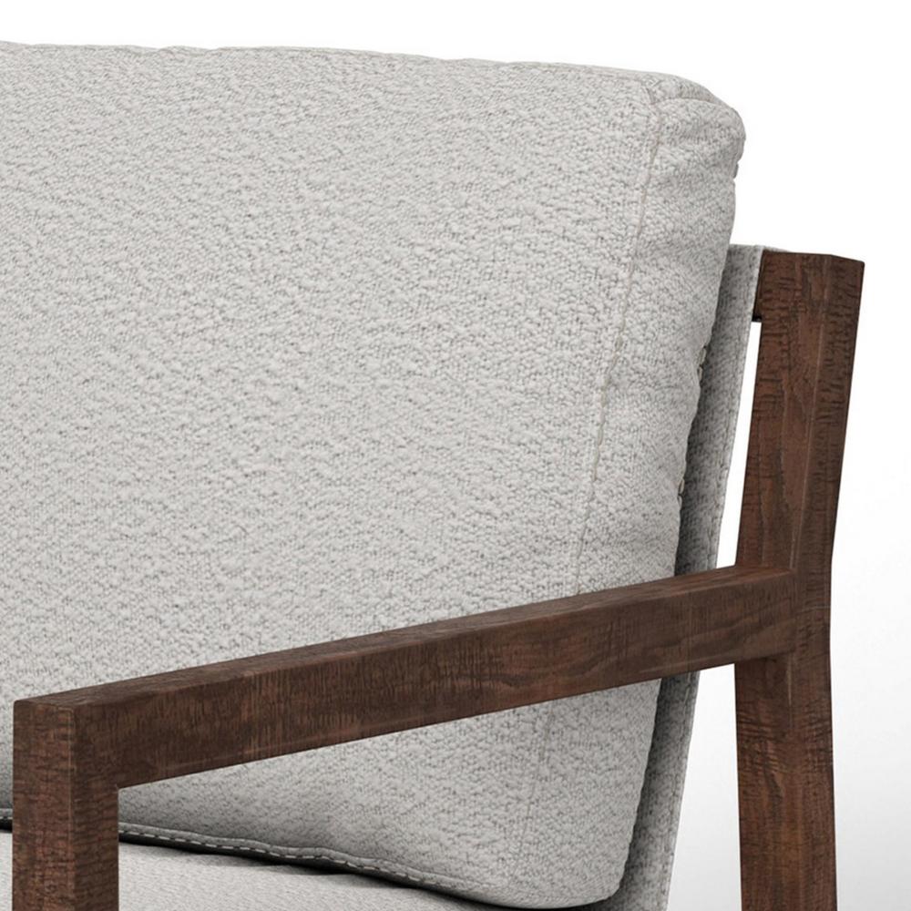 Tery Accent Chair, Lumbar Pillow, Transitional Pine Wood, Ivory Polyester