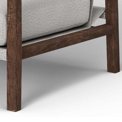 Tery Accent Chair, Lumbar Pillow, Transitional Pine Wood, Ivory Polyester