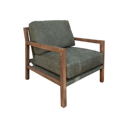 Tery Accent Chair, Lumbar Pillow, Solid Pine Wood, Almond Gray Polyester