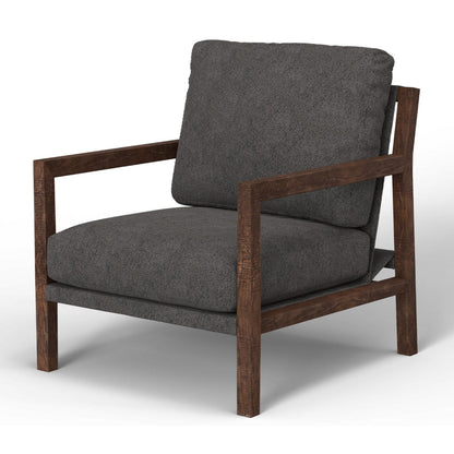 Tery Accent Chair, Lumbar Pillow, Transitional Solid Wood, Brown Polyester