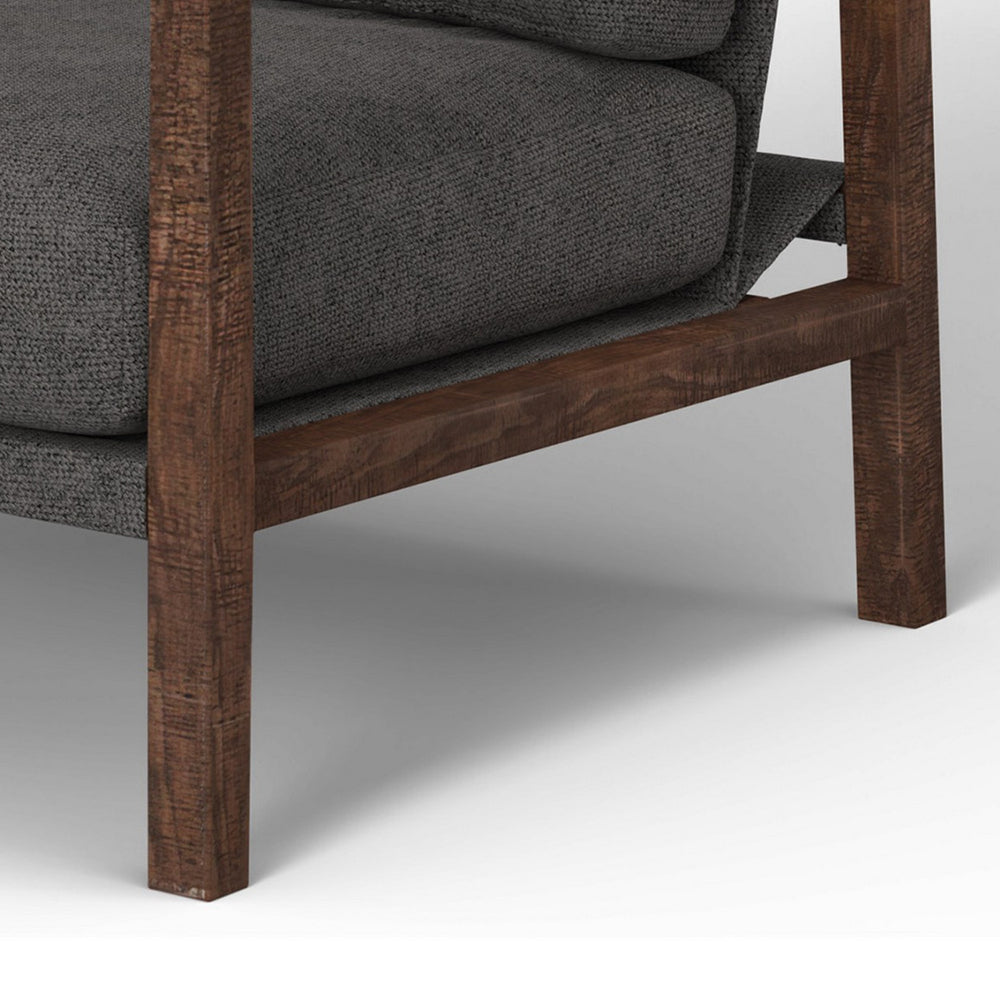 Tery Accent Chair, Lumbar Pillow, Transitional Solid Wood, Brown Polyester