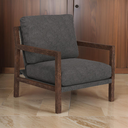 Tery Accent Chair, Lumbar Pillow, Transitional Solid Wood, Brown Polyester