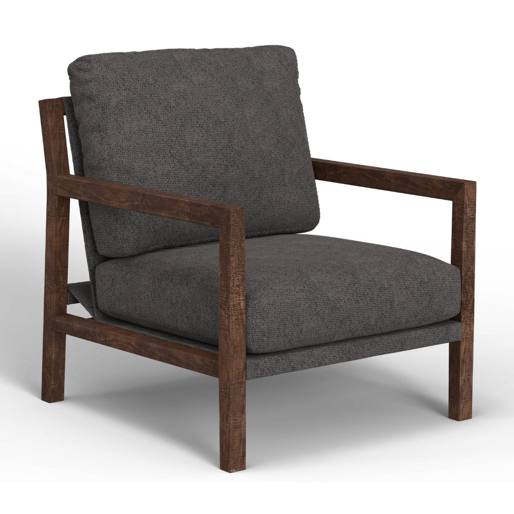 Tery Accent Chair, Lumbar Pillow, Transitional Solid Wood, Brown Polyester