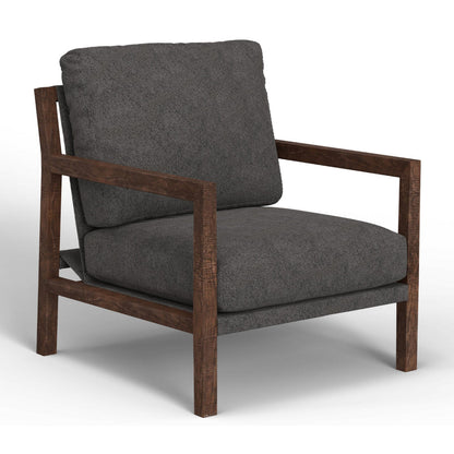 Tery Accent Chair, Lumbar Pillow, Transitional Solid Wood, Brown Polyester