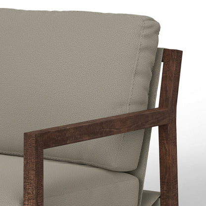 Tery Accent Chair, Lumbar Pillow, Solid Pine Wood, Almond Gray Polyester