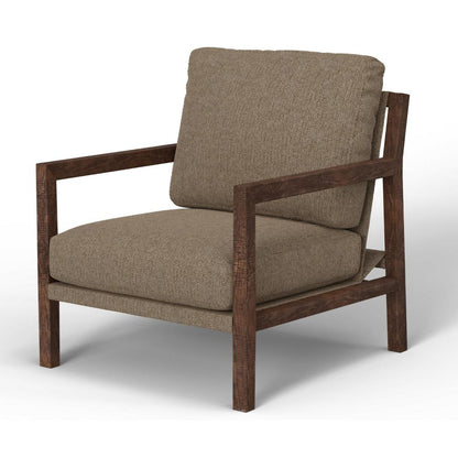 Tery Accent Chair, Lumbar Pillow, Transitional Pine Wood, Brown Polyester