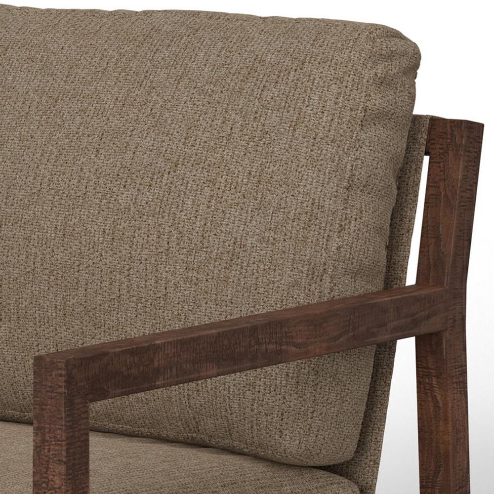 Tery Accent Chair, Lumbar Pillow, Transitional Pine Wood, Brown Polyester