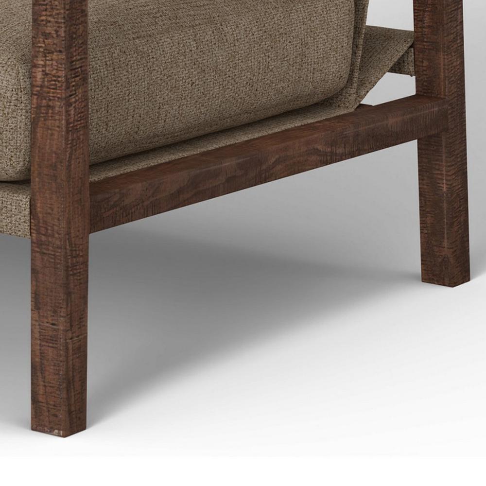 Tery Accent Chair, Lumbar Pillow, Transitional Pine Wood, Brown Polyester