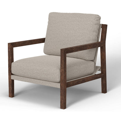 Tery Accent Chair, Lumbar Pillow, Transitional Pine Wood, Beige Polyester