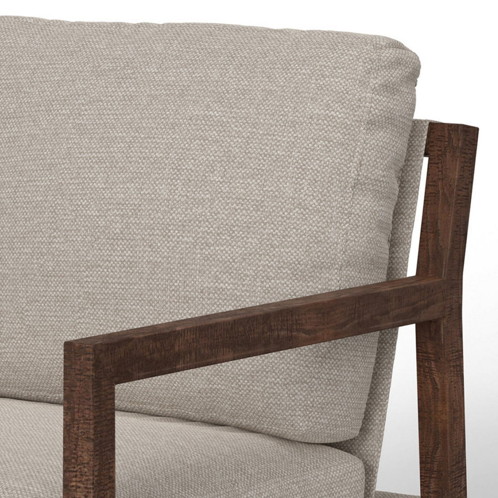 Tery Accent Chair, Lumbar Pillow, Transitional Pine Wood, Beige Polyester