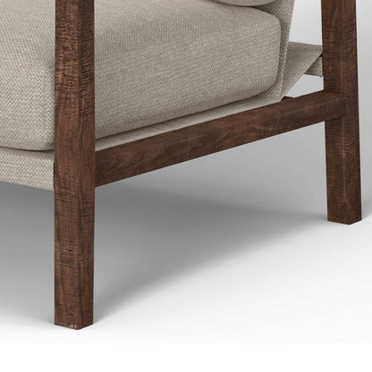Tery Accent Chair, Lumbar Pillow, Transitional Pine Wood, Beige Polyester