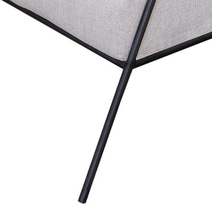 Tyna Ottoman, 27 Inch, Industrial Style Black Iron Legs, Beige Polyester