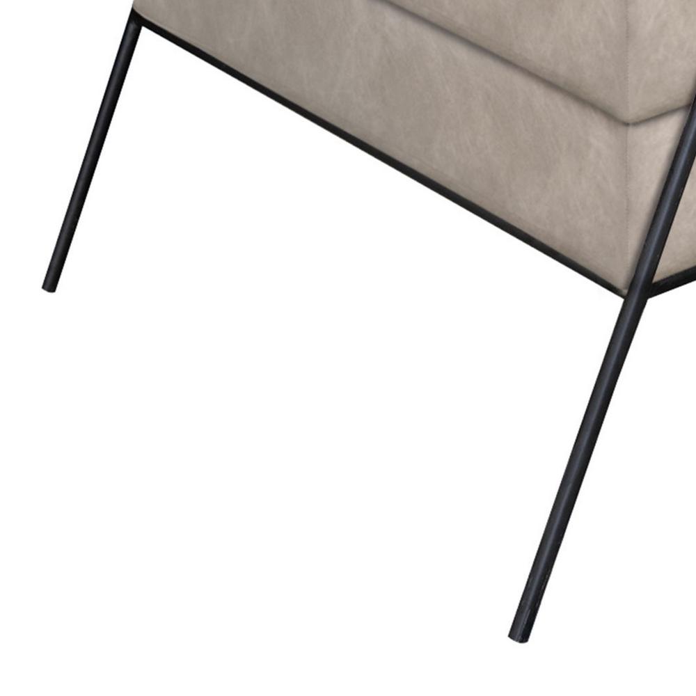 Tyna Ottoman, 27 Inch, Industrial Black Iron Legs, Snow Gray Polyester