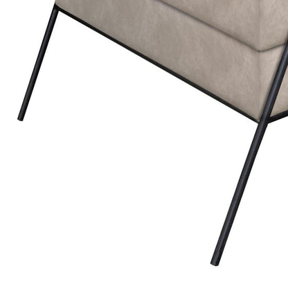 Tyna Ottoman, 27 Inch, Industrial Black Iron Legs, Snow Gray Polyester