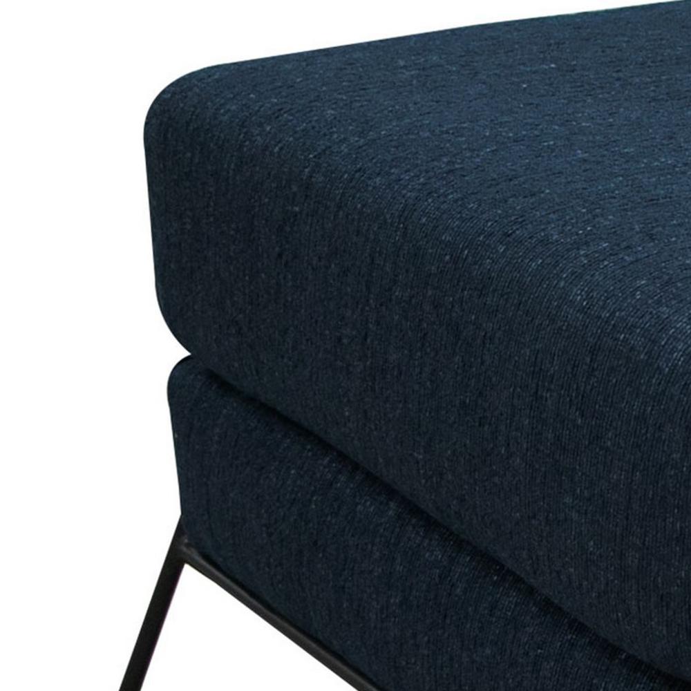 Tyna Ottoman, 27 Inch, Industrial Black Iron Legs, Navy Blue Polyester