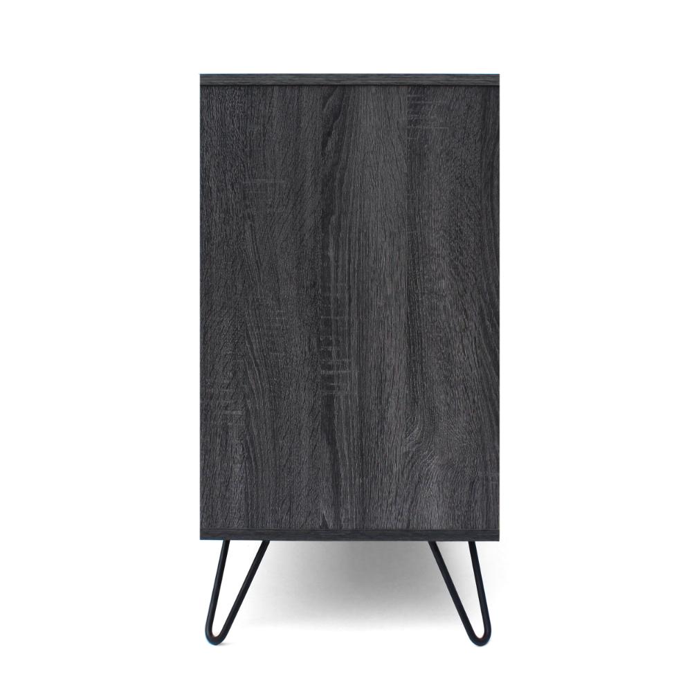 Sideboard Cabinet Console with 3 Drawer, 2 Door, 59 Inch, Iron, Gray Wood