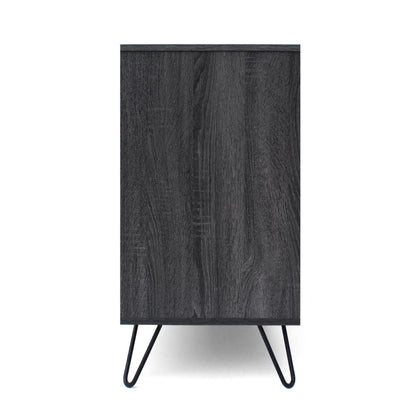 Sideboard Cabinet Console with 3 Drawer, 2 Door, 59 Inch, Iron, Gray Wood