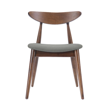 Side Dining Chair Set of 2, Round Rubberwood Splayed Legs, Gray Brown