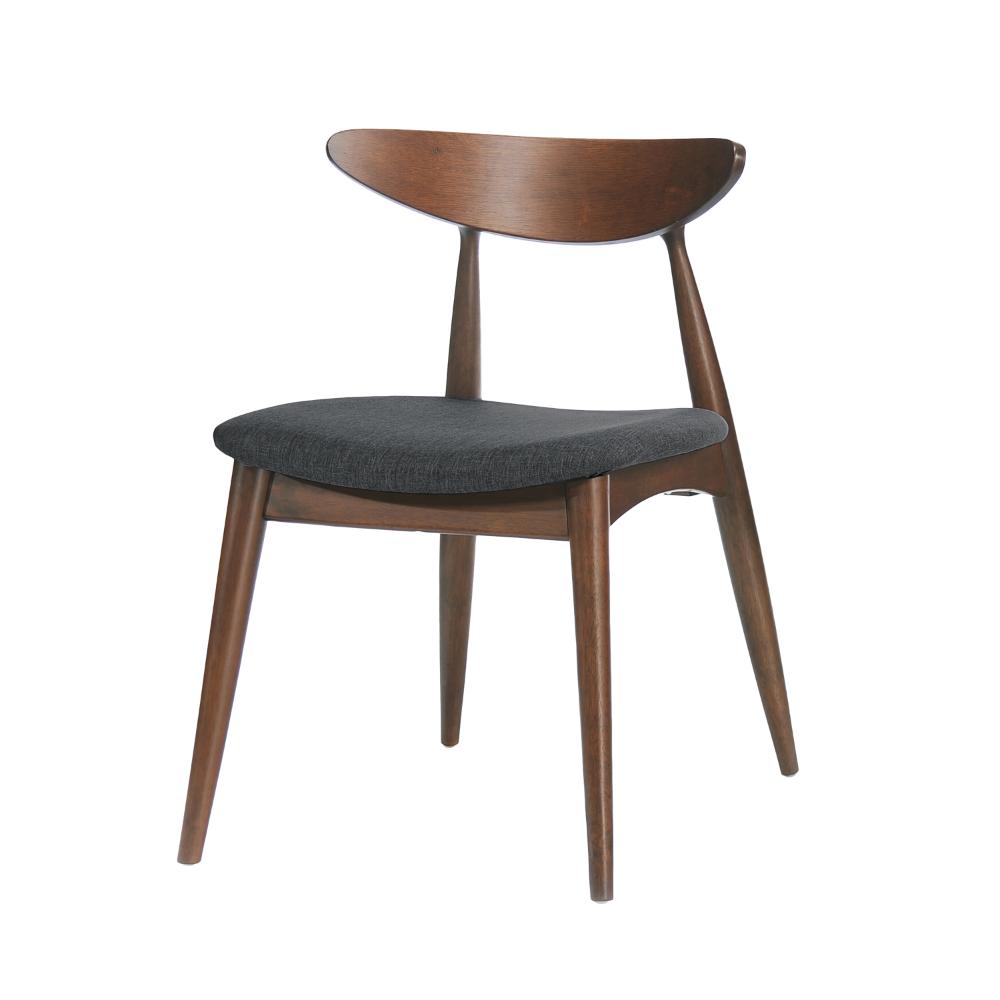 Side Dining Chair Set of 2, Round Rubberwood Splayed Legs, Gray Brown
