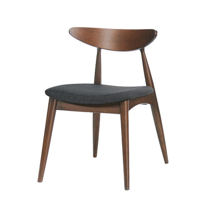 Side Dining Chair Set of 2, Round Rubberwood Splayed Legs, Gray Brown