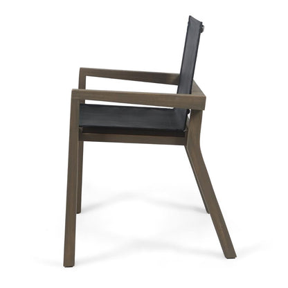 Side Dining Chair Set of 2, Angled Legs, Gray Mesh, Brown Acacia Wood