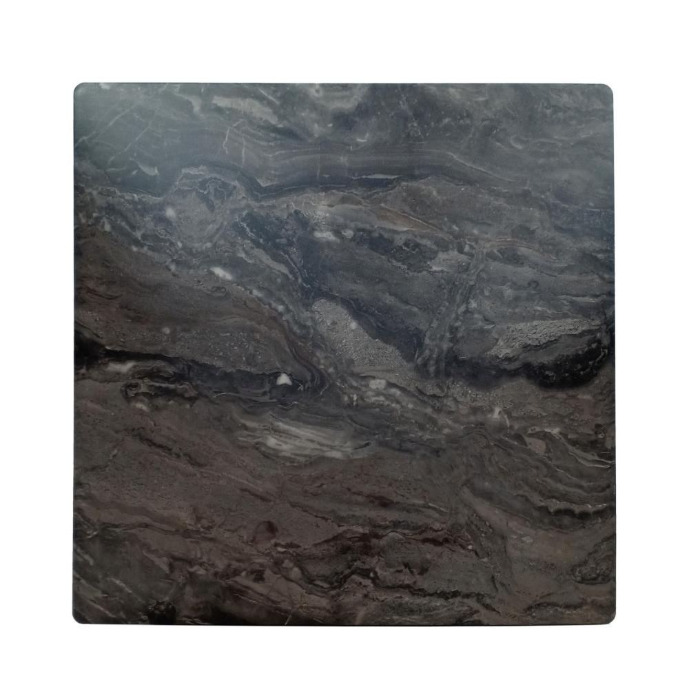 Bar Height Table, Laminate Paladina Marble Top, 42 Inch, Rubberwood, Black