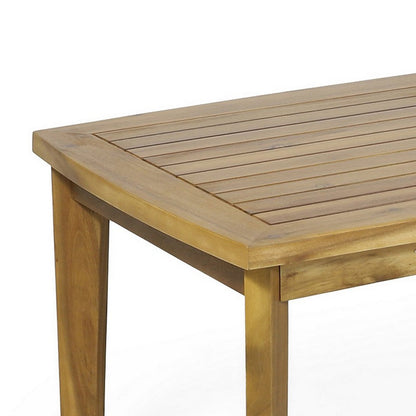 Outdoor Rectangular Coffee Table, Slatted Panels, Natural Brown Acacia Wood