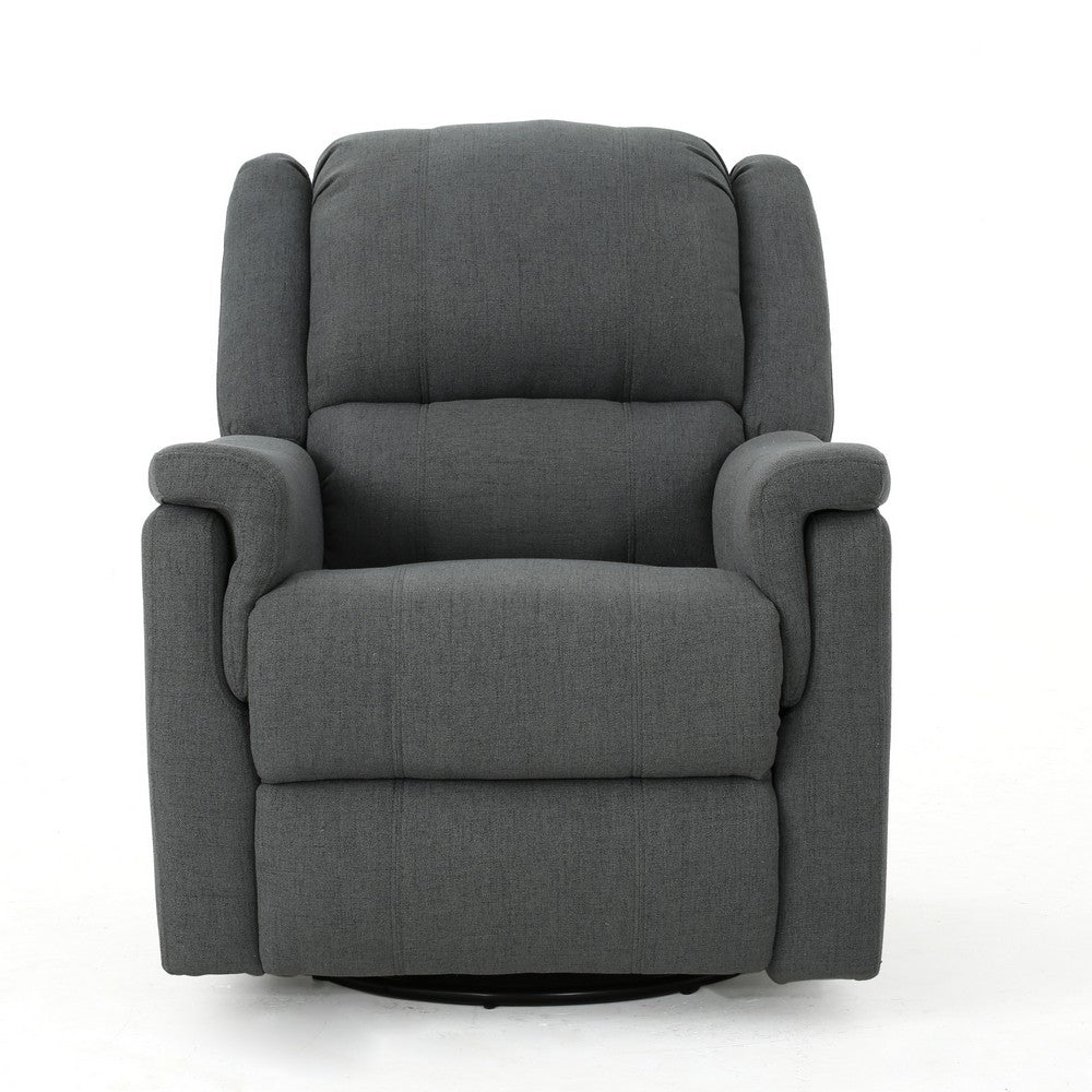 Zune Manual Glider Recliner Chair, Swivel Ergonomic Design, Charcoal Gray