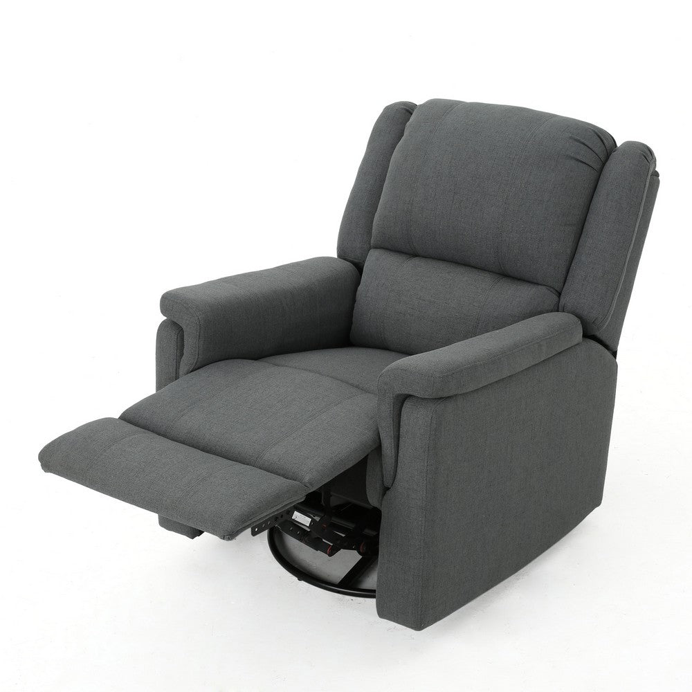 Zune Manual Glider Recliner Chair, Swivel Ergonomic Design, Charcoal Gray
