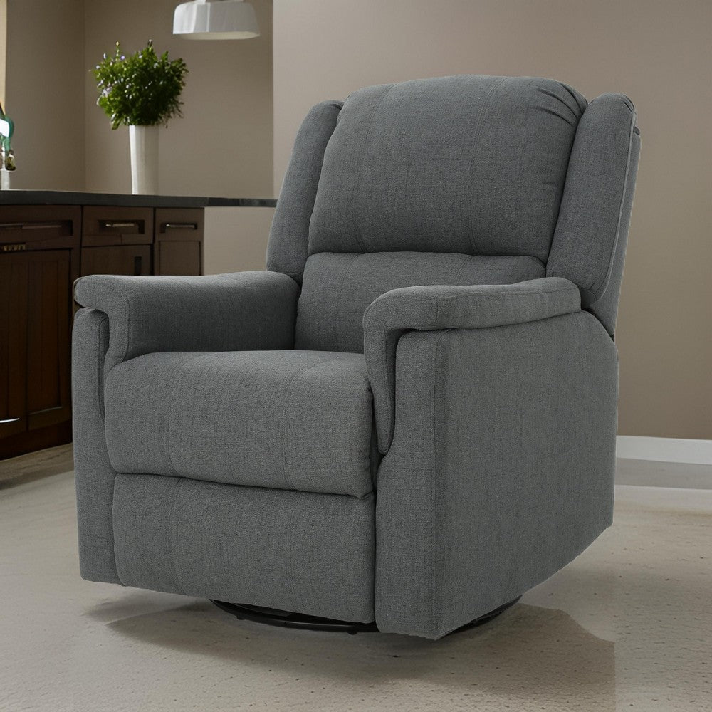 Zune Manual Glider Recliner Chair, Swivel Ergonomic Design, Charcoal Gray