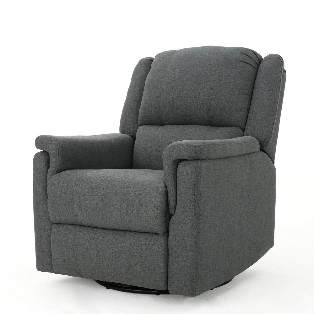 Zune Manual Glider Recliner Chair, Swivel Ergonomic Design, Charcoal Gray