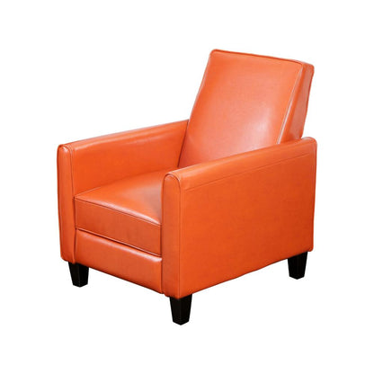 Zuca Pushback Recliner Club Chair, Black Wood, Orange Floral Faux Leather