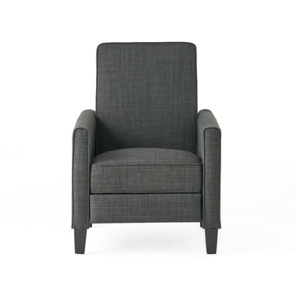 Zuca Pushback Recliner Club Chair, Premium Padded, Black Wood, Gray Linen