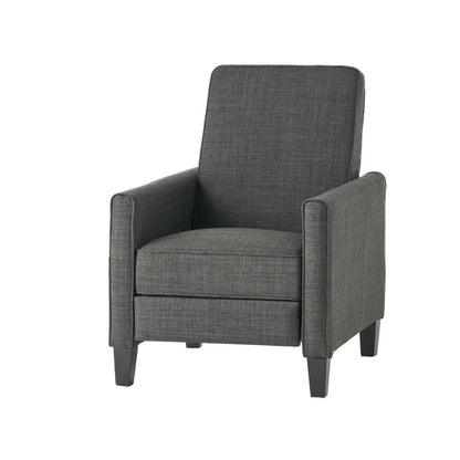 Zuca Pushback Recliner Club Chair, Premium Padded, Black Wood, Gray Linen