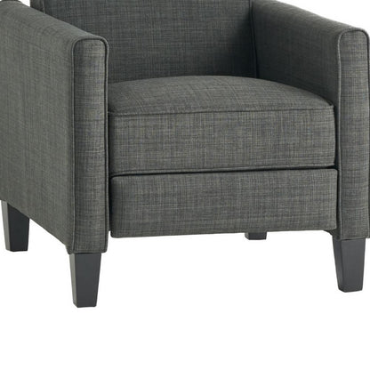 Zuca Pushback Recliner Club Chair, Premium Padded, Black Wood, Gray Linen