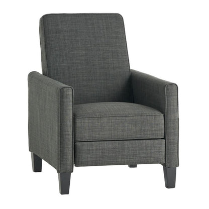Zuca Pushback Recliner Club Chair, Premium Padded, Black Wood, Gray Linen