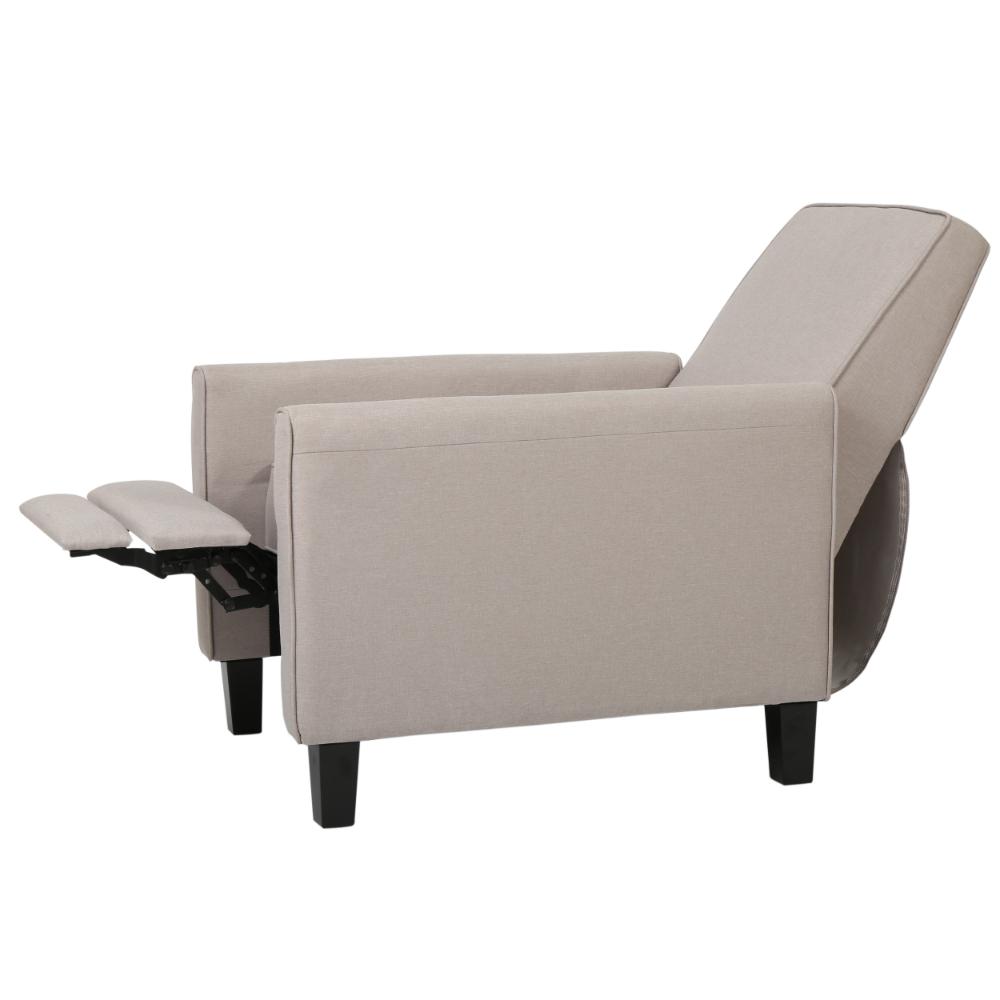 Zuca Pushback Recliner Chair, Black Wood, Premium Padded Beige Polyester