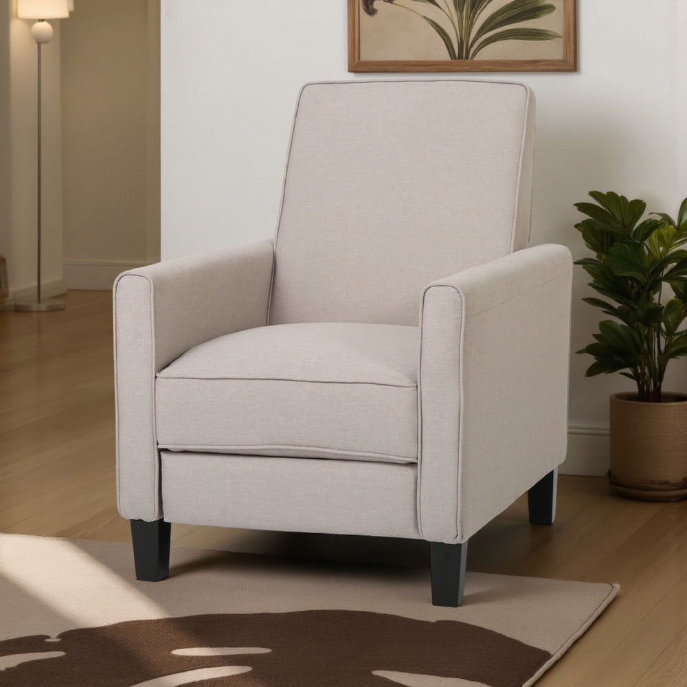 Zuca Pushback Recliner Chair, Black Wood, Premium Padded Beige Polyester