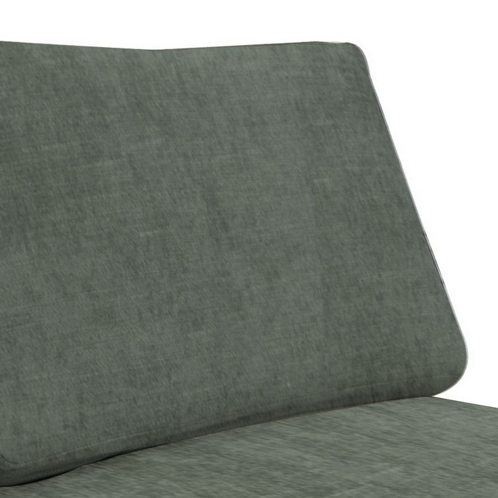 Sama Modular Armless Chair, Back Pillow, Solid Wood, Dark Olive Green