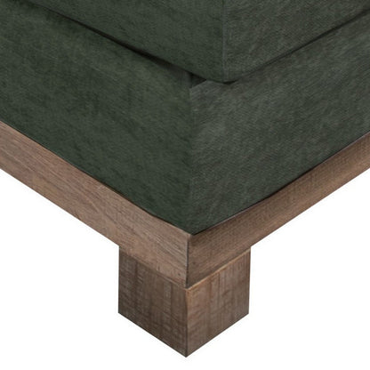 Sama Modular Armless Chair, Back Pillow, Solid Wood, Dark Olive Green