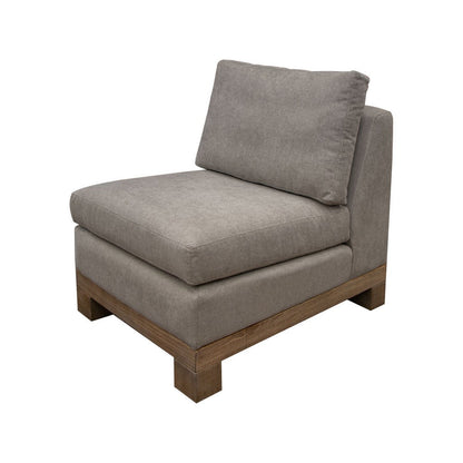 Sama Modular Armless Chair, Accent Throw Pillow, Solid Wood, Almond Gray