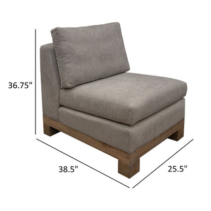 Sama Modular Armless Chair, Accent Throw Pillow, Solid Wood, Almond Gray